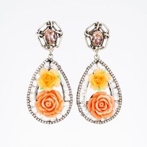 DANNIJO x Athropologie Crystal Rose Drop Pendant Statement Earrings